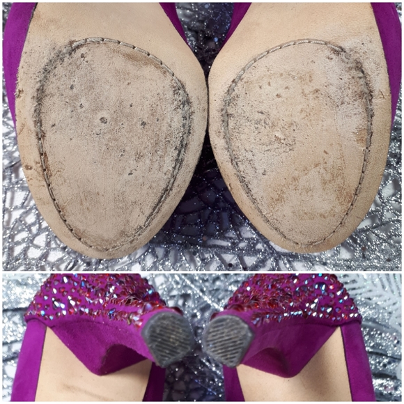 B. Brian Atwood Suede Baccina Pump Magenta Heels 7 - Picture 8 of 8
